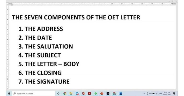 OET Writing Sample Letter