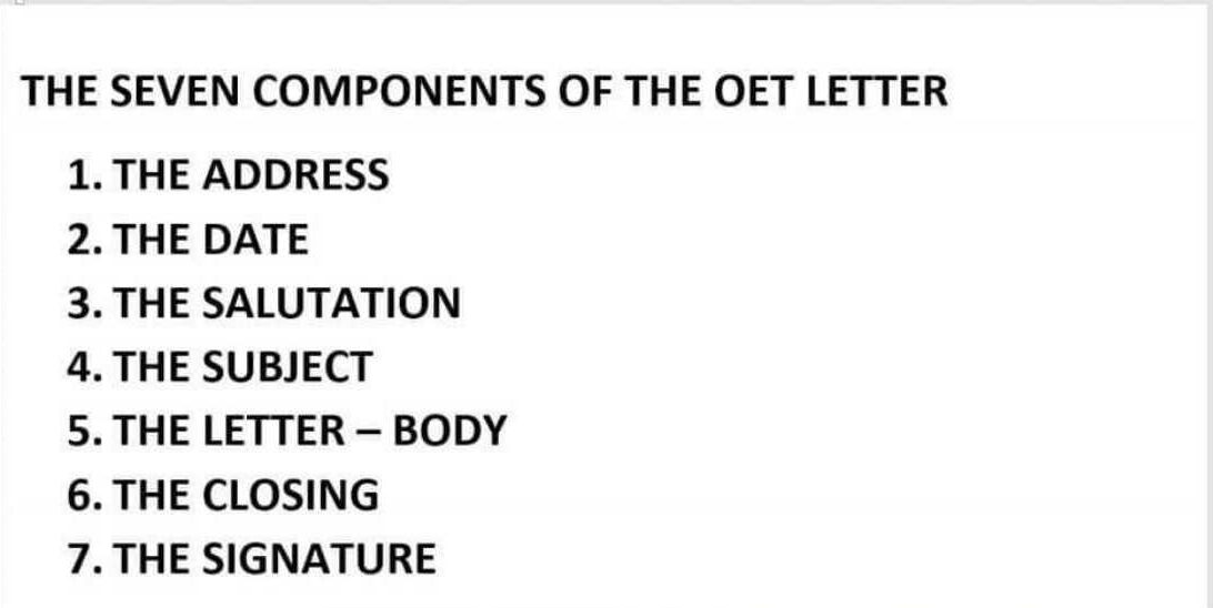 OET Writing Sample Letter