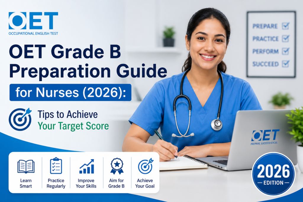 Nurses preparing for OET Grade B healthcare English exam